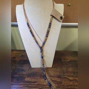 Anthropologie Gold and Blue Layered Necklace